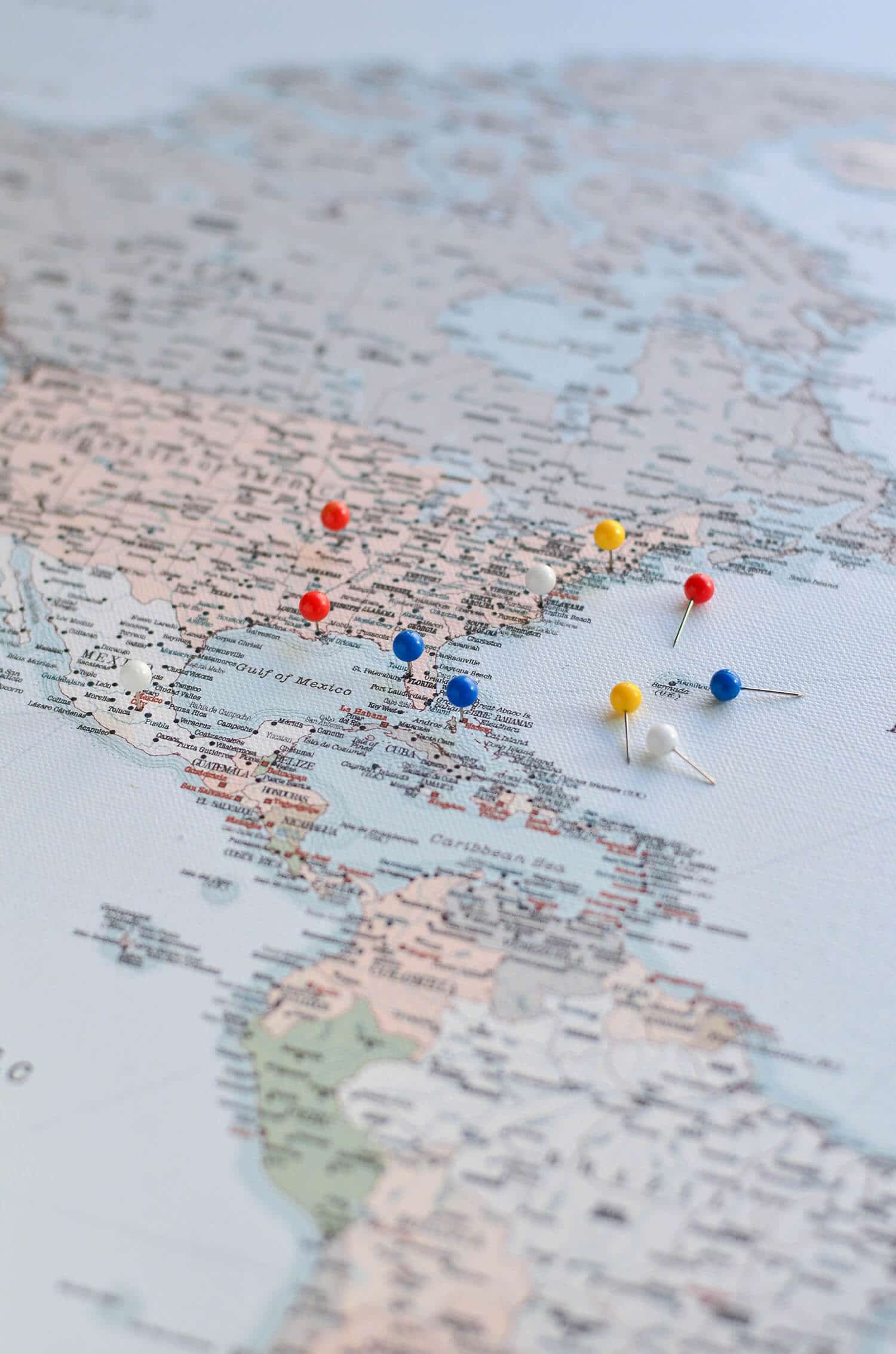 travel map with pins