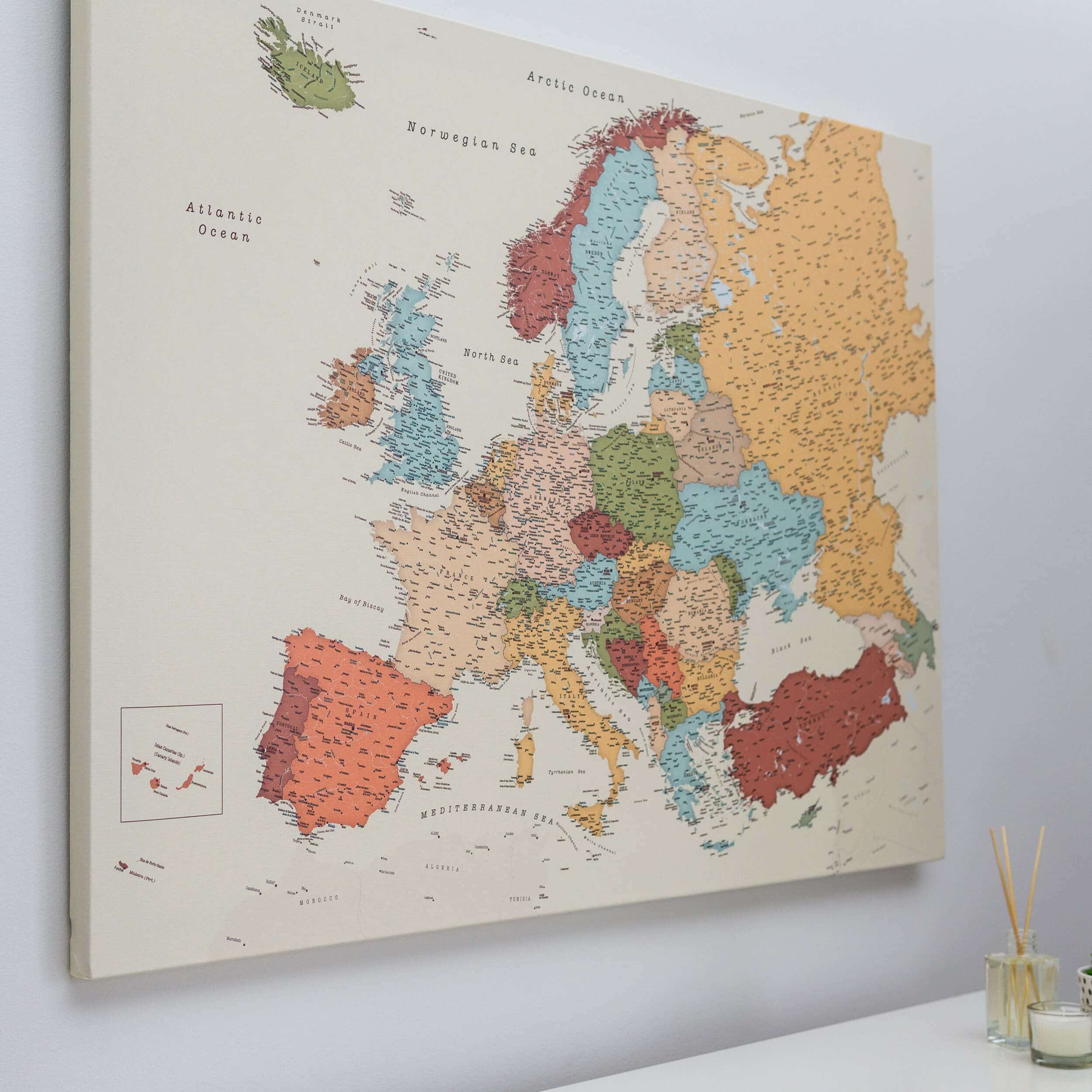 europe travel map with pins